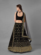Myra Black Heavy Embroidered Georgette Bridal Lehenga | Grab2Buy