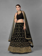Myra Black Heavy Embroidered Georgette Bridal Lehenga | Grab2Buy