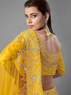 Myra Yellow Heavy Embroidered Art Silk Bridal Lehenga | Grab2Buy