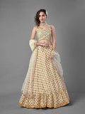 Myra White Heavy Embroidered Viscose Silk Bridal Lehenga | Grab2Buy