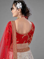 Myra Red Heavy Embroidered Art Silk & Jaquard Bridal Lehenga | Grab2Buy