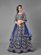 Myra Blue Heavy Embroidered Art Silk Bridal Lehenga | Grab2Buy