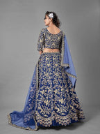Myra Blue Heavy Embroidered Art Silk Bridal Lehenga | Grab2Buy