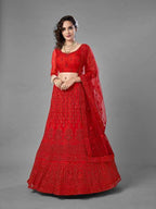 Myra Red Heavy Embroidered Art Silk Bridal Lehenga | Grab2Buy