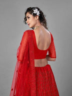 Myra Red Heavy Embroidered Art Silk Bridal Lehenga | Grab2Buy
