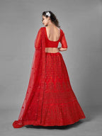 Myra Red Heavy Embroidered Art Silk Bridal Lehenga | Grab2Buy