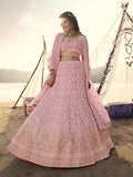 Myra Pink Heavy Embroidered Organza Bridal Lehenga | Grab2Buy