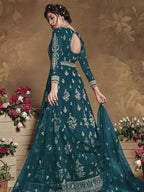Myra Rama Green Heavy Embroidered Butterfly Net Anarkali Suit | Grab2Buy