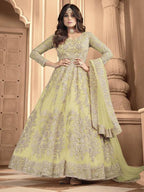 Myra Dusty Yellow Heavy Embroidered Anarkali Suit | Grab2Buy