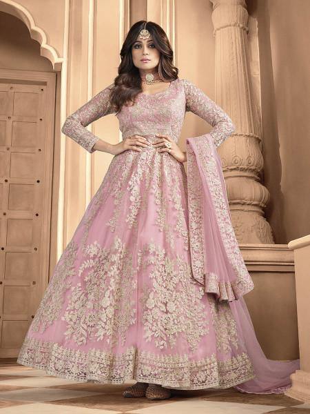 Myra Dusty Pink Heavy Embroidered Anarkali Suit | Grab2Buy