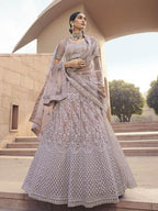 Myra Beautiful Mauve Heavy Embroidered Soft Net Bridal Lehenga | Grab2Buy