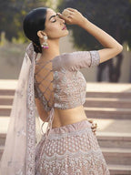 Myra Beautiful Mauve Heavy Embroidered Soft Net Bridal Lehenga | Grab2Buy