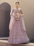 Myra Lilac Heavy Embroidered Soft Net Bridal Lehenga | Grab2Buy