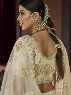 Myra Beautiful Off White Heavy Embroidered Georgette Traditional Bridal Lehenga | Grab2Buy