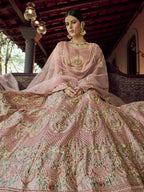 Myra Beautiful Peach Heavy Embroidered Georgette Bridal Lehenga | Grab2Buy