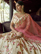 Myra Beautiful Off White Heavy Embroidered Georgette Bridal Lehenga | Grab2Buy