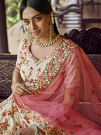 Myra Beautiful Off White Heavy Embroidered Georgette Bridal Lehenga | Grab2Buy