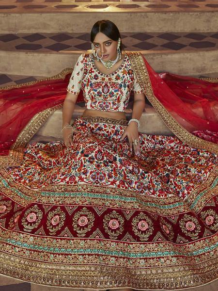 Myra Off White Heavy Embroidered Georgette Bridal Lehenga | Grab2Buy
