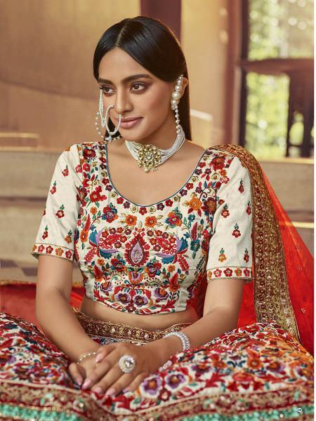Myra Off White Heavy Embroidered Georgette Bridal Lehenga | Grab2Buy