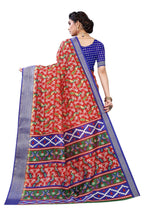 Vamika Red and Blue Linen Jari Border Saree Online At Low Price | Grab2Buy