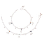 AanyaCentric Silver Plated Traditional Anklets Payal - Classic and Stylish for Women and Girls
