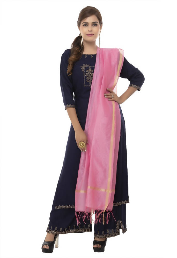 Mominos Fashion Baby Pink Banarsi Piping Dupatta | Grab2Buy