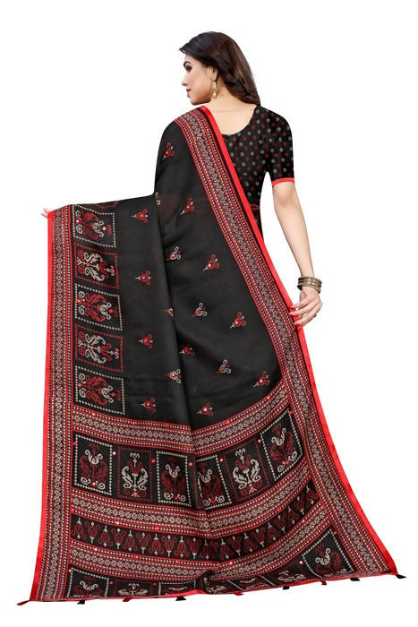 Vamika Embroidery Black Jute Silk Saree (Jhulka Black) | Grab2Buy