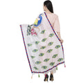 A R Silk Silk Peacock Multi Fancy Dupatta Color White Dupatta or Chunni | Grab2Buy