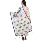A R Silk Silk Peacock Multi Fancy Dupatta Color White Dupatta or Chunni | Grab2Buy