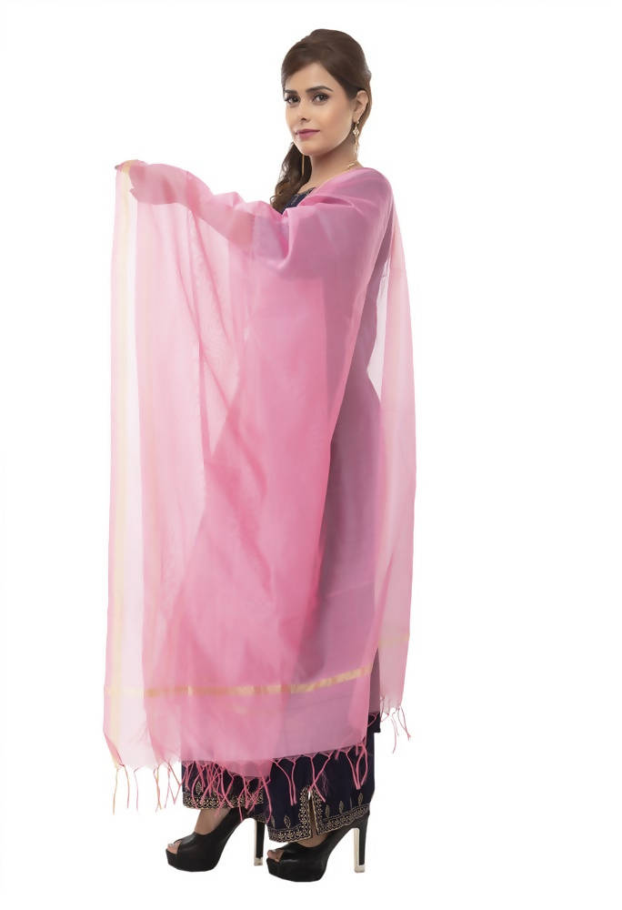 Mominos Fashion Baby Pink Banarsi Piping Dupatta | Grab2Buy