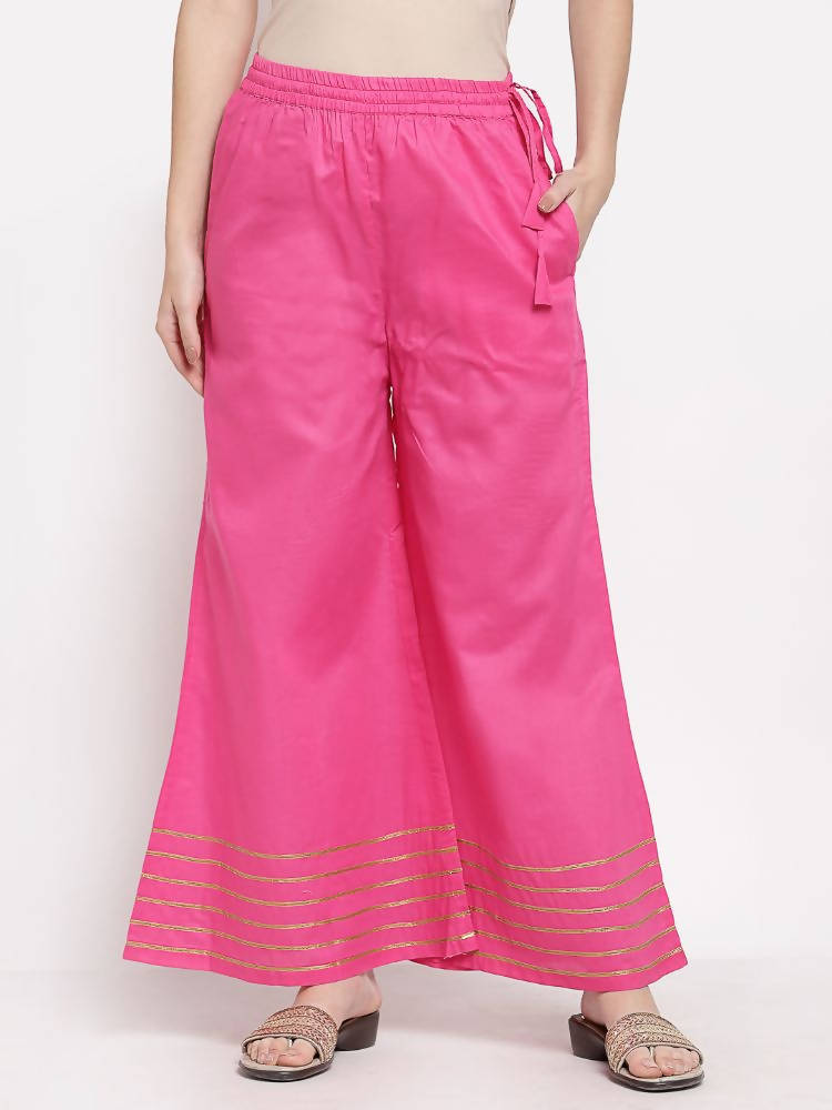 Myshka Women's Pink Cotton Solid Casual Palazzo | Grab2Buy