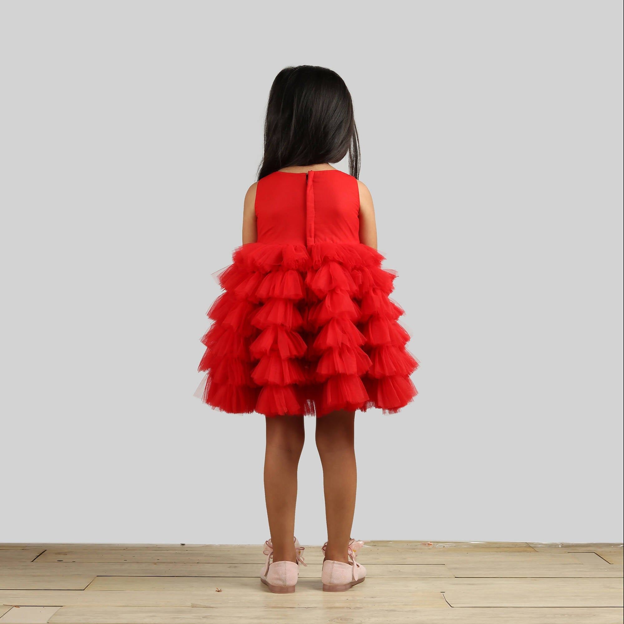 Pink Cow Fashions Red Dress With Frill Bottoms | Grab2Buy