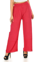 Mominos Fashion Moeza Reyon Cotton Magenta Color Chikan Work Palazzo | Grab2Buy