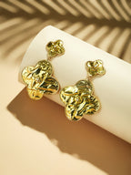 Nuyug 18k Gold-Plated Contemporary Molten Metallic Finish Floral Drop Dangler Earrings | Grab2Buy