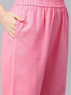 Yufta Women Blue & Pink Handblock Printed Pure Cotton Kurta with Trouser & Dupatta | Grab2Buy