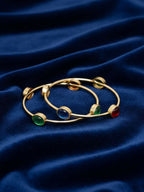 NVR Women Set of 2 Gold Plated Artificial Stone Bangle | Grab2Buy