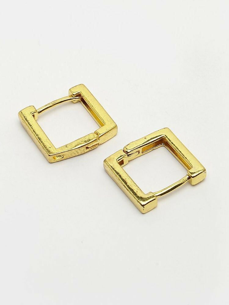 NVR Men's Gold Plated Geomatric Shaped Hoop Earrings | Grab2Buy