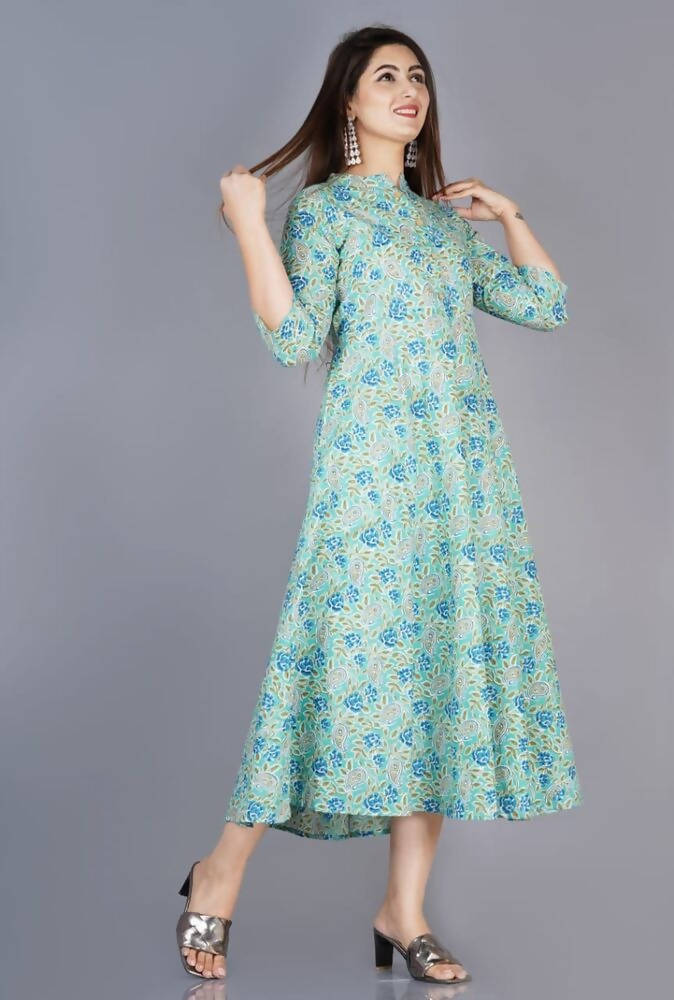 Vamika Cotton Sky Blue Party Wear Kurti | Grab2Buy