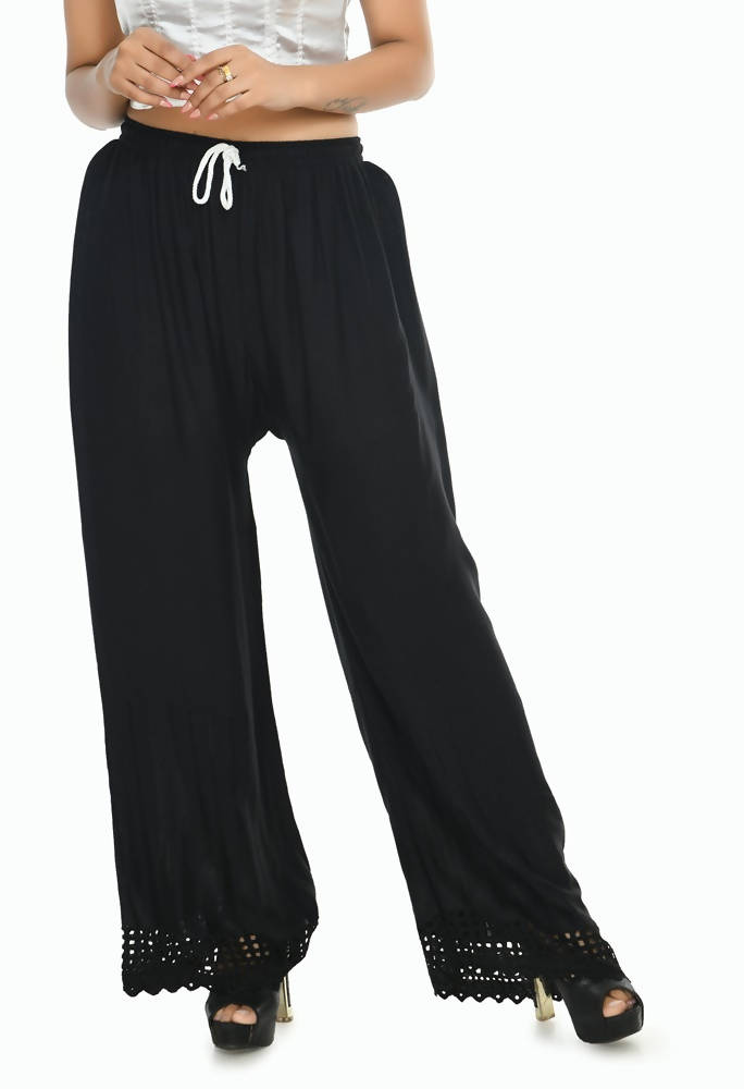 Mominos Fashion Moeza Reyon Cotton Black Cut Work Palazzo | Grab2Buy