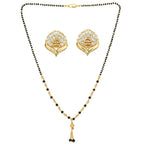 AanyaCentric Gold-Polished Short Mangalsutra Set with Earrings | Grab2Buy