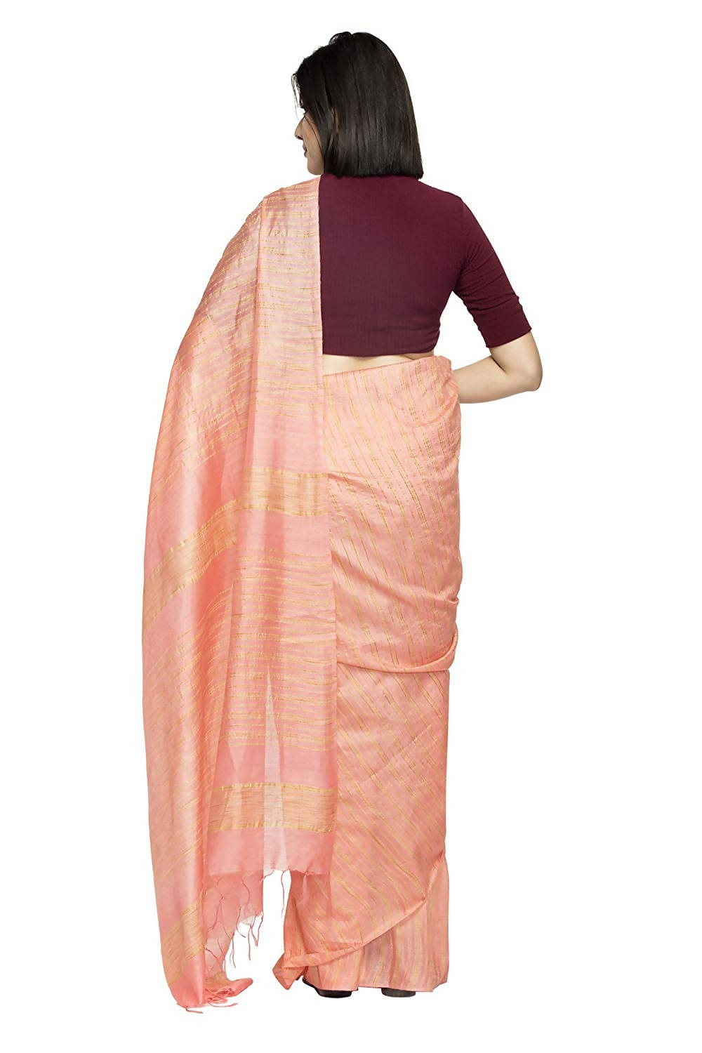 Mominos Fashion Peach Color Bhagalpuri Saree | Grab2Buy