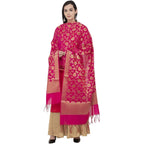 A R Silk VNS Jaal Fancy Dupatta Color Rani Dupatta or Chunni | Grab2Buy