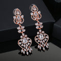 Estele Rose Gold-Polished CZ Magnificent Drop & Dangle Earrings with White Crystals for Women | Grab2Buy