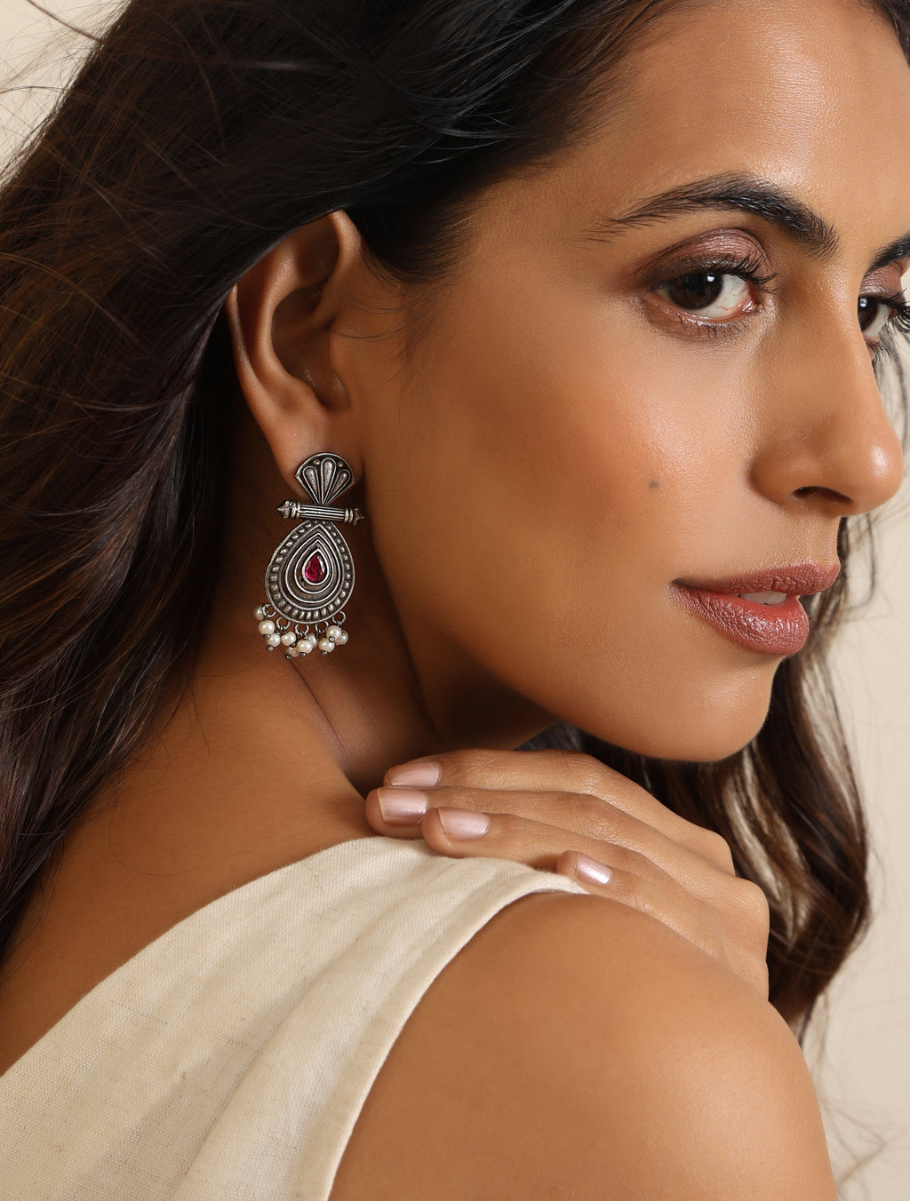 trueBrowns Silver Pearl Bead Earrings | Grab2Buy