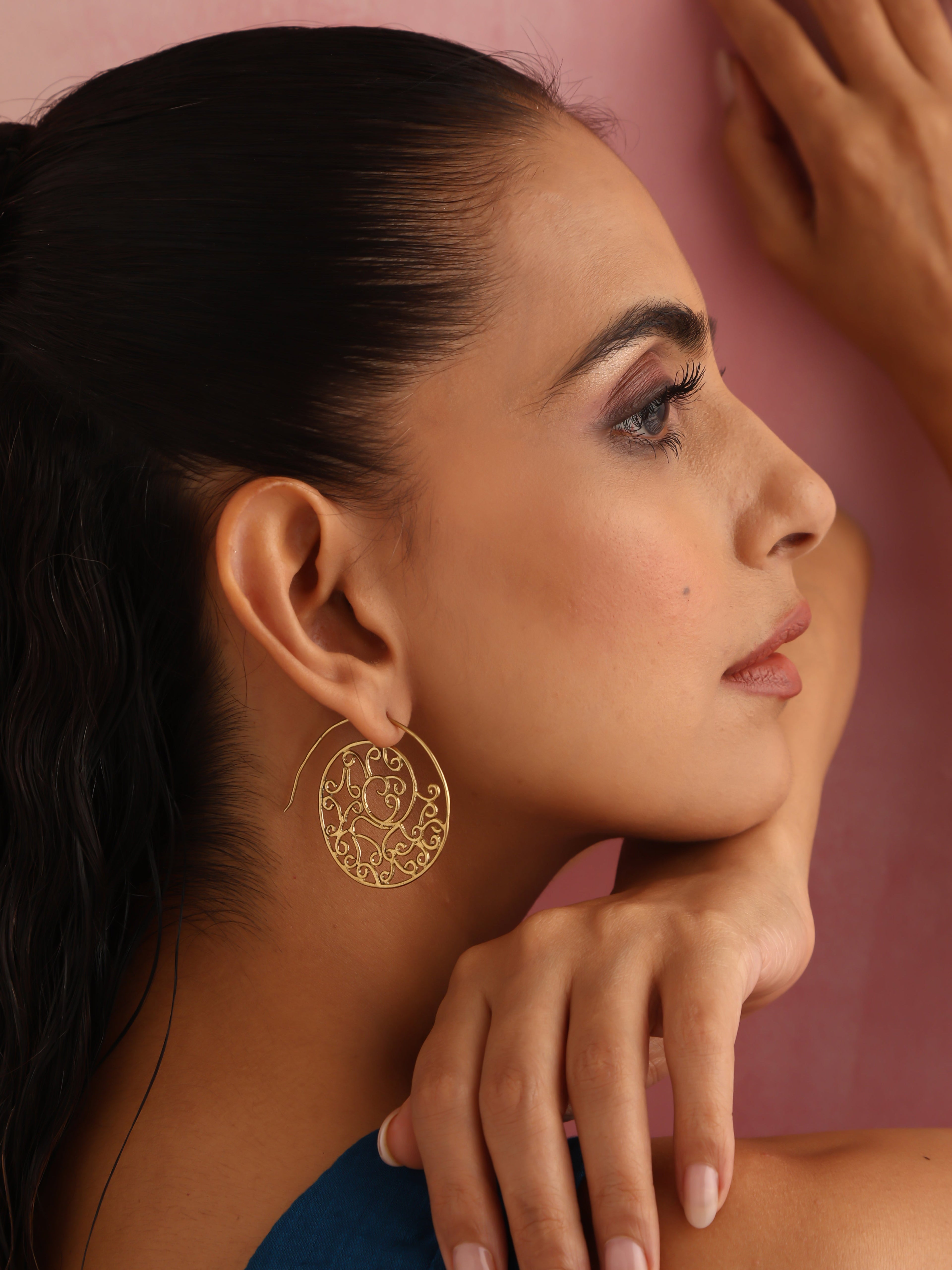 trueBrowns Brass Circular Swirl Earrings | Grab2Buy