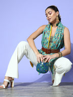 InWeave Women's Blue Boheme Reversible Shrug | Grab2Buy