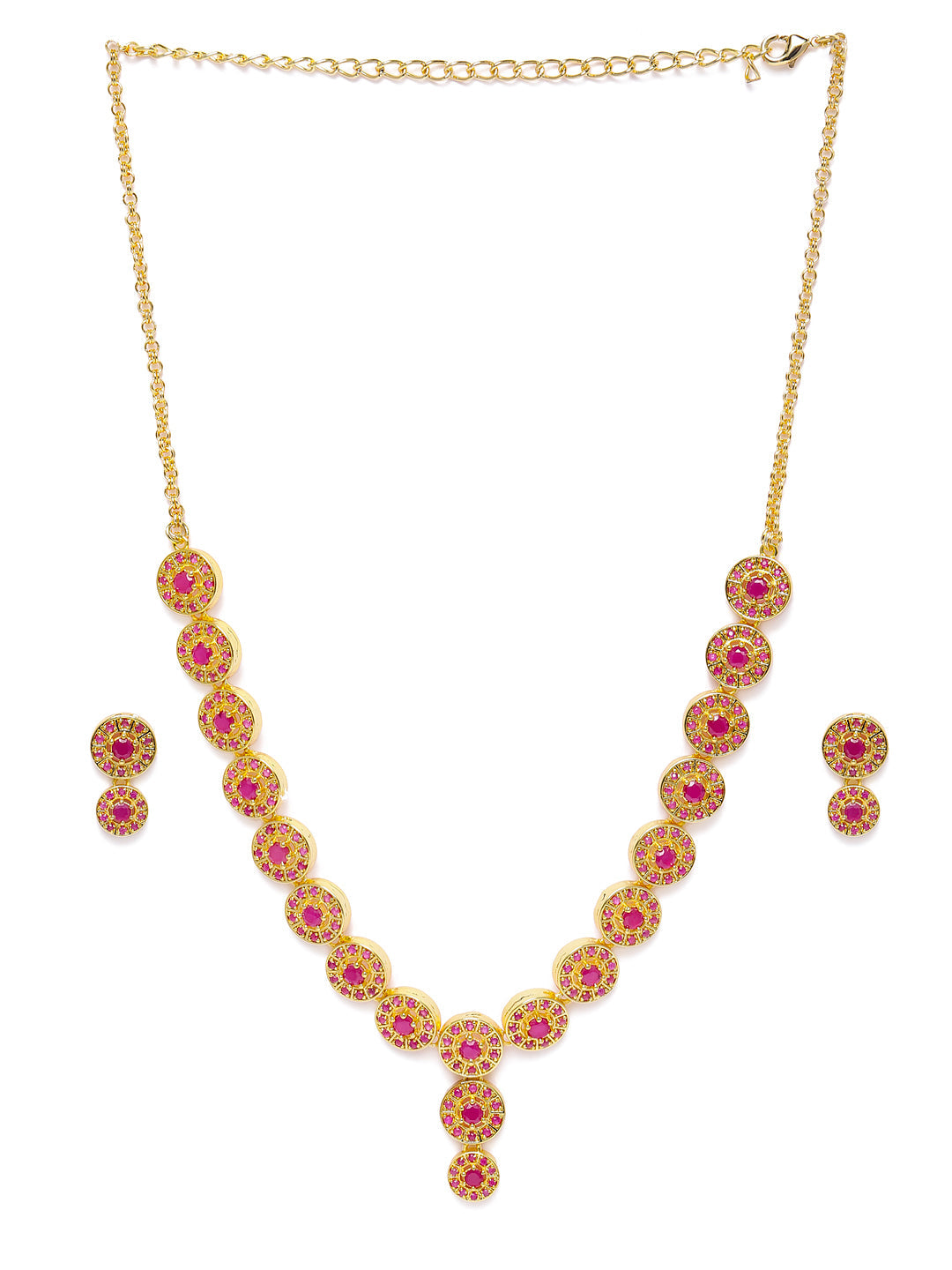 Zaveri Pearls Pink Gold-Polished Cubic Zirconia Studded Jewellery Set | Grab2Buy