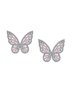 Yellow Chimes Silver-Toned & Pink Quirky Butterfly Studs Earrings | Grab2Buy