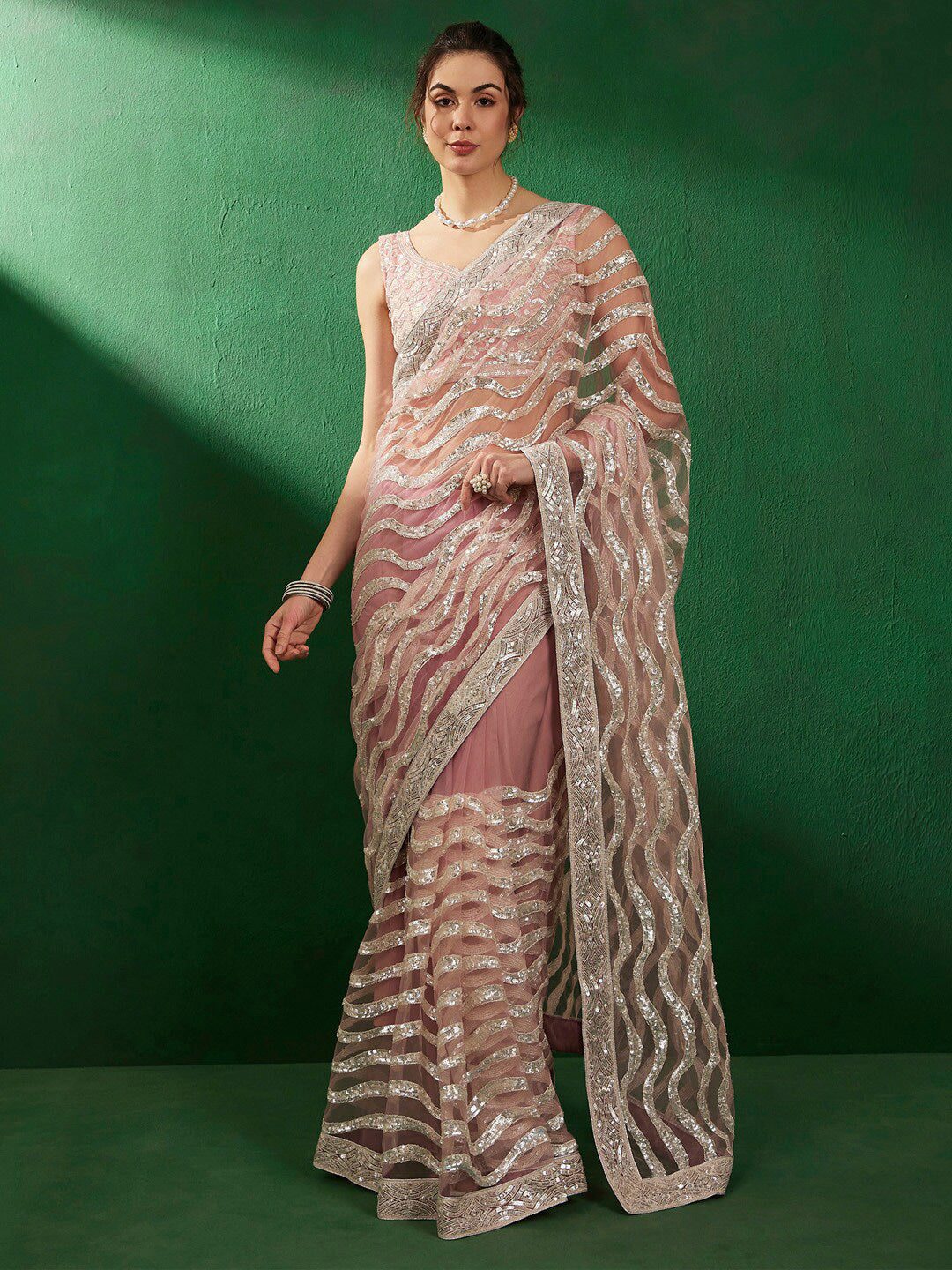 Sangria Embellished Party Wear Saree | Grab2Buy