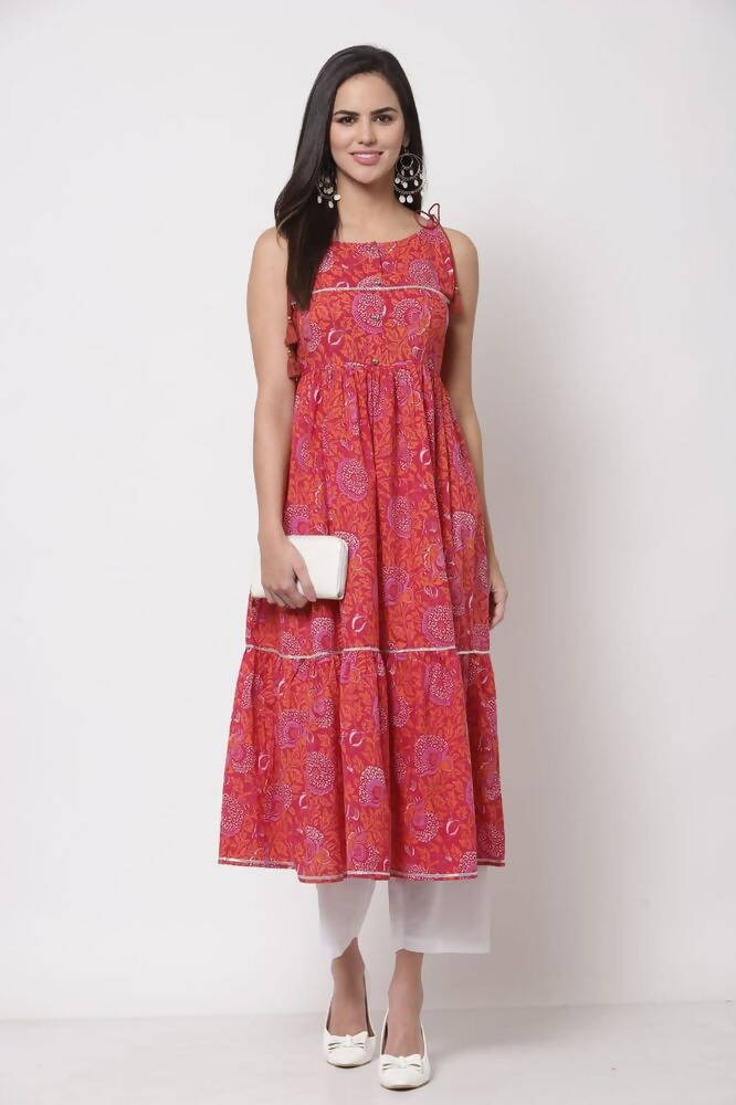 Myshka Cotton Printed Sleeveless Round Neck Casual Women's Dress | Grab2Buy